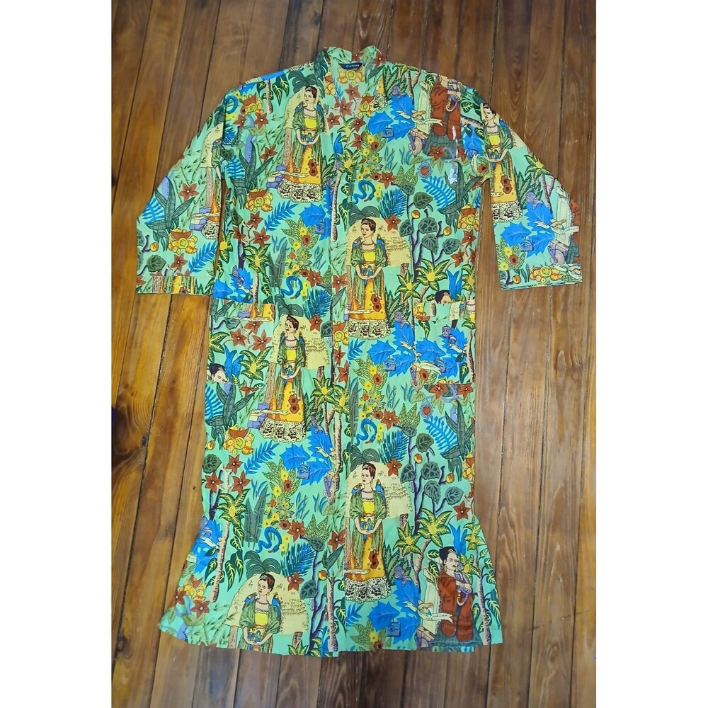 Craftluxe Kimono Robe Frida Kahlo Tropical Print 100% Cotton NWOT - Picture 11 of 16